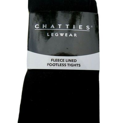 CHATTIES Women Legwear, Black Fleece Lined Footless Tights Size M/L #GC4